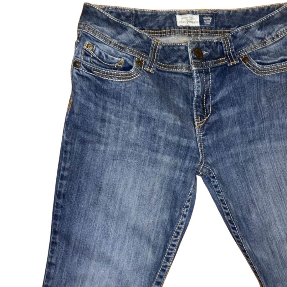 Aeropostale Hailey Skinny Flare Jeans 13/14 Blue Distressed Boho Y2K Stretch - Picture 7 of 10